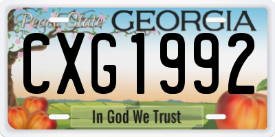 GA license plate CXG1992