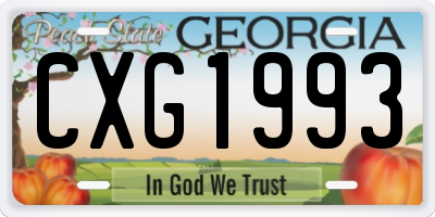 GA license plate CXG1993