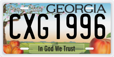 GA license plate CXG1996