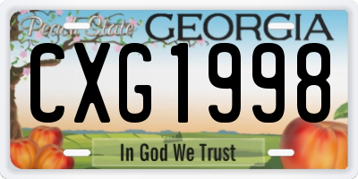 GA license plate CXG1998