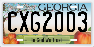 GA license plate CXG2003