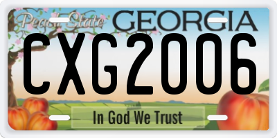 GA license plate CXG2006