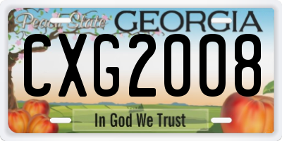 GA license plate CXG2008