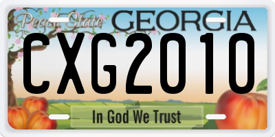 GA license plate CXG2010