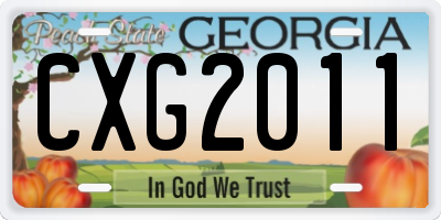 GA license plate CXG2011