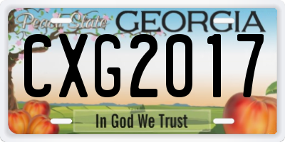 GA license plate CXG2017