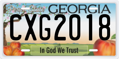 GA license plate CXG2018