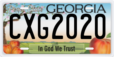 GA license plate CXG2020