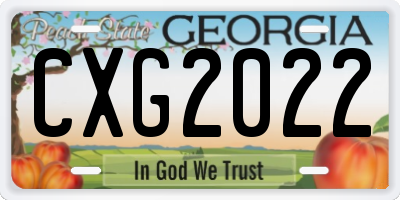 GA license plate CXG2022