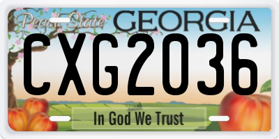 GA license plate CXG2036