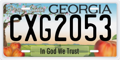 GA license plate CXG2053
