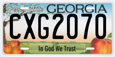 GA license plate CXG2070