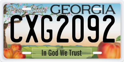GA license plate CXG2092