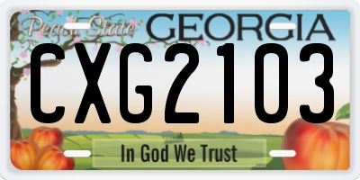 GA license plate CXG2103