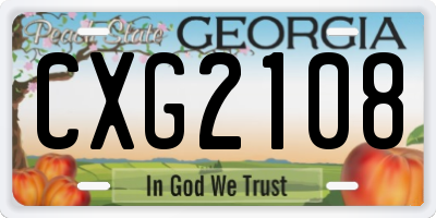 GA license plate CXG2108