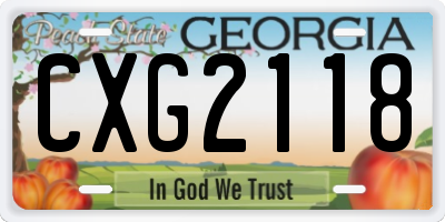 GA license plate CXG2118