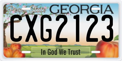 GA license plate CXG2123