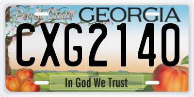 GA license plate CXG2140
