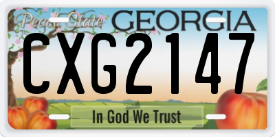 GA license plate CXG2147