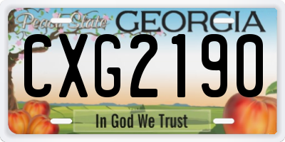 GA license plate CXG2190
