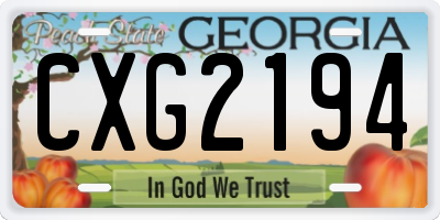 GA license plate CXG2194