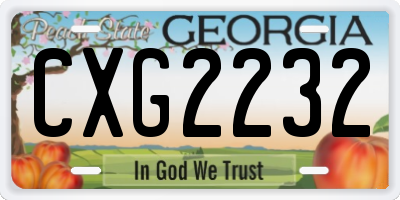 GA license plate CXG2232