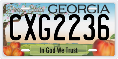 GA license plate CXG2236