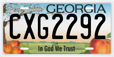 GA license plate CXG2292