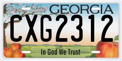 GA license plate CXG2312