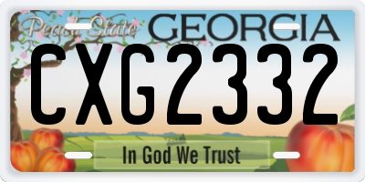 GA license plate CXG2332