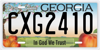 GA license plate CXG2410