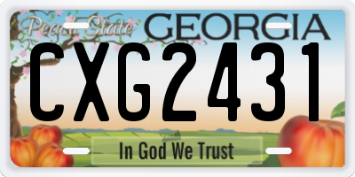 GA license plate CXG2431