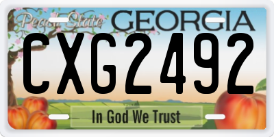 GA license plate CXG2492