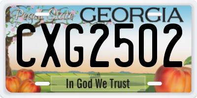 GA license plate CXG2502