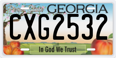 GA license plate CXG2532
