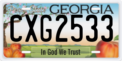 GA license plate CXG2533