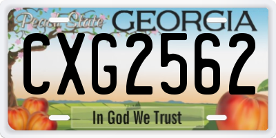 GA license plate CXG2562