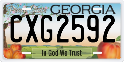 GA license plate CXG2592