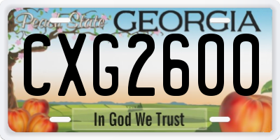 GA license plate CXG2600