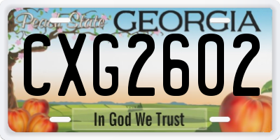 GA license plate CXG2602