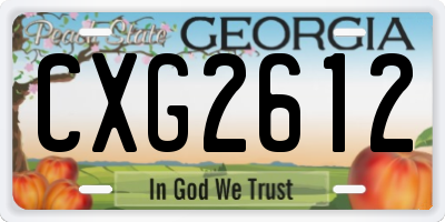 GA license plate CXG2612
