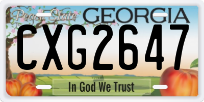 GA license plate CXG2647