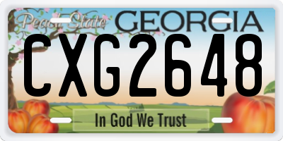 GA license plate CXG2648