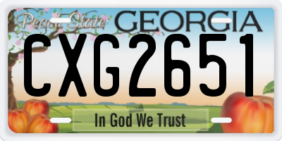 GA license plate CXG2651
