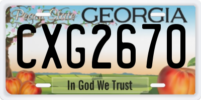 GA license plate CXG2670