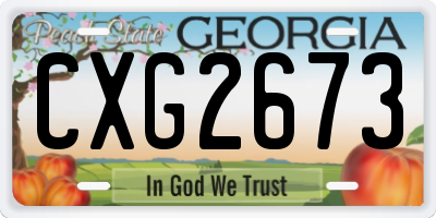 GA license plate CXG2673