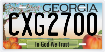 GA license plate CXG2700