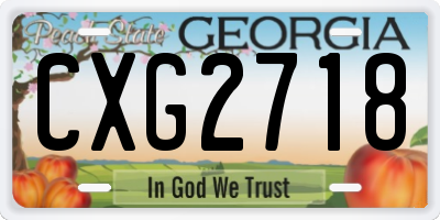 GA license plate CXG2718