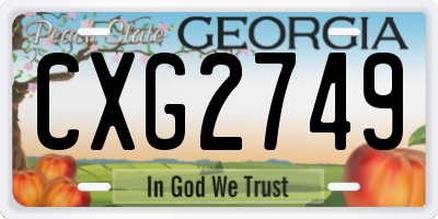 GA license plate CXG2749