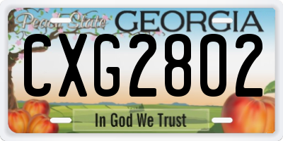 GA license plate CXG2802